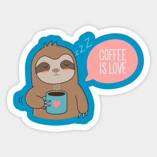 Cute Cartoon Coffee Sloth T-Shirt Sticker